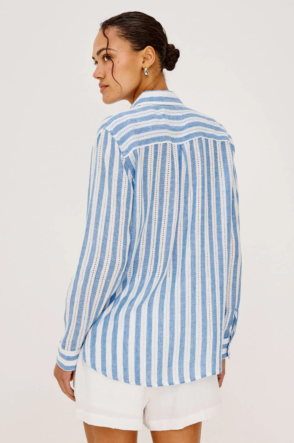 Charli Linen Button Down - Atlantis Stripe
