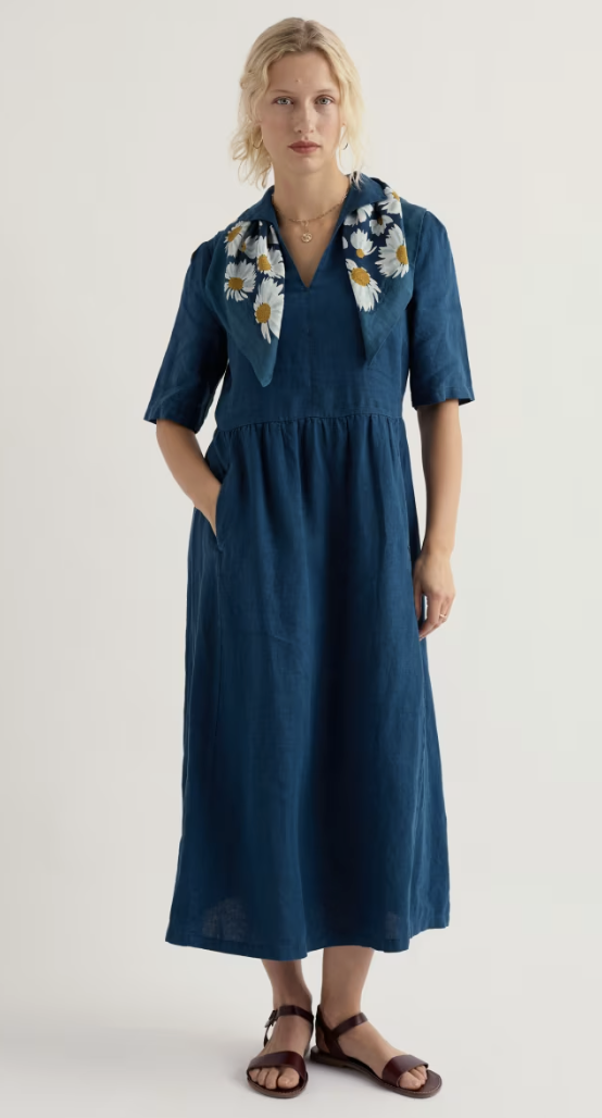 Fen Violet Linen Midi Dress