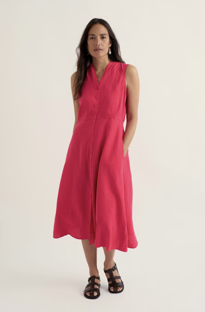Carved Wood Linen Dress