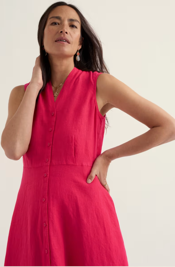 Carved Wood Linen Dress