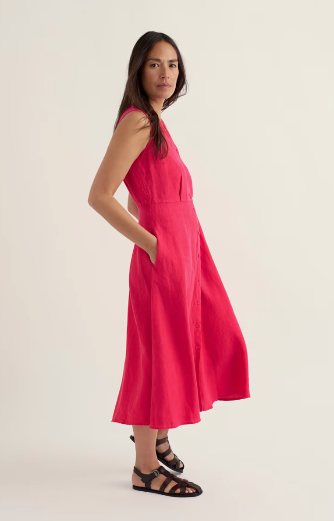 Carved Wood Linen Dress