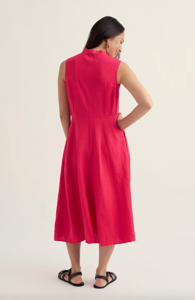 Carved Wood Linen Dress