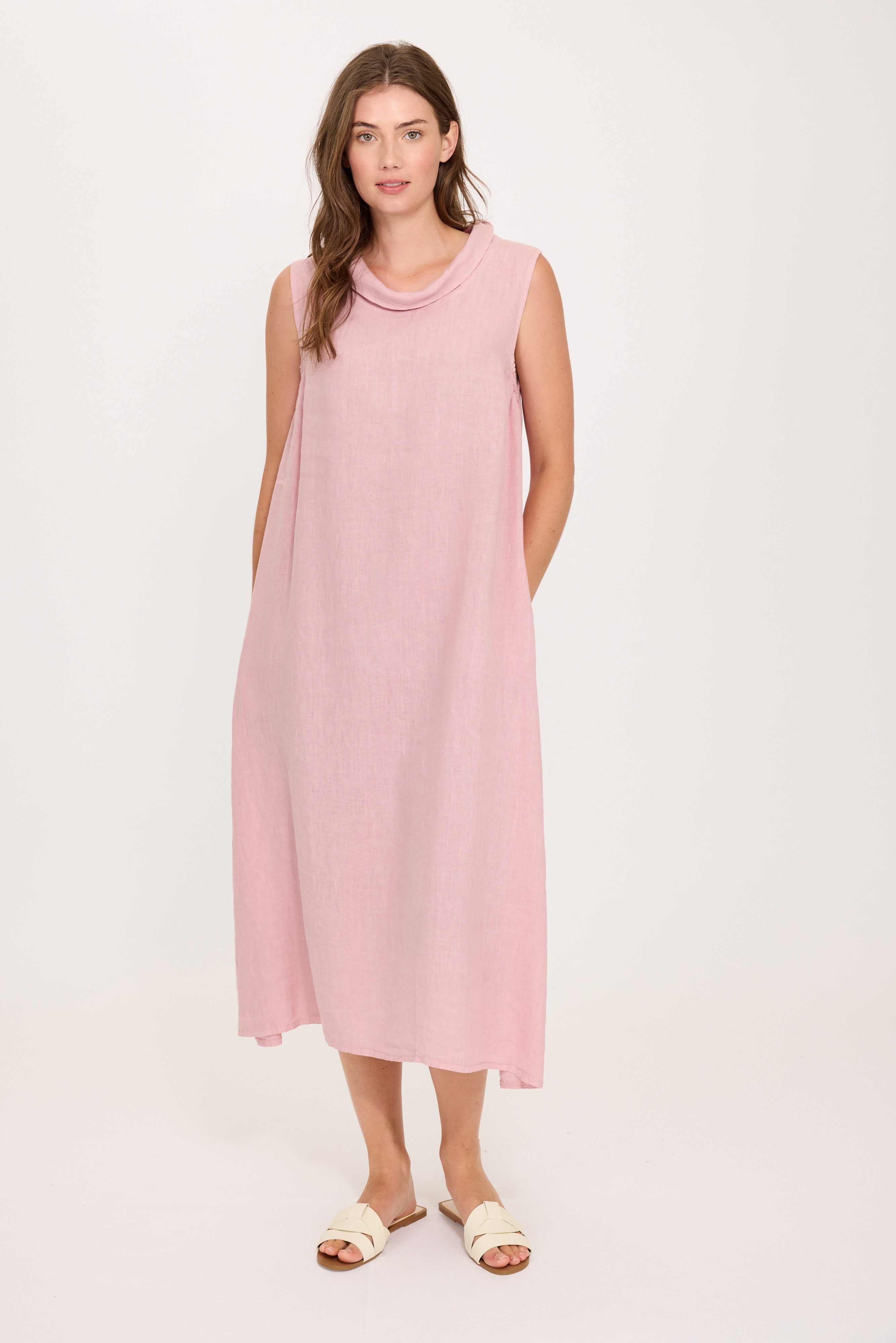 Maxi Cowl Neck Linen Dress