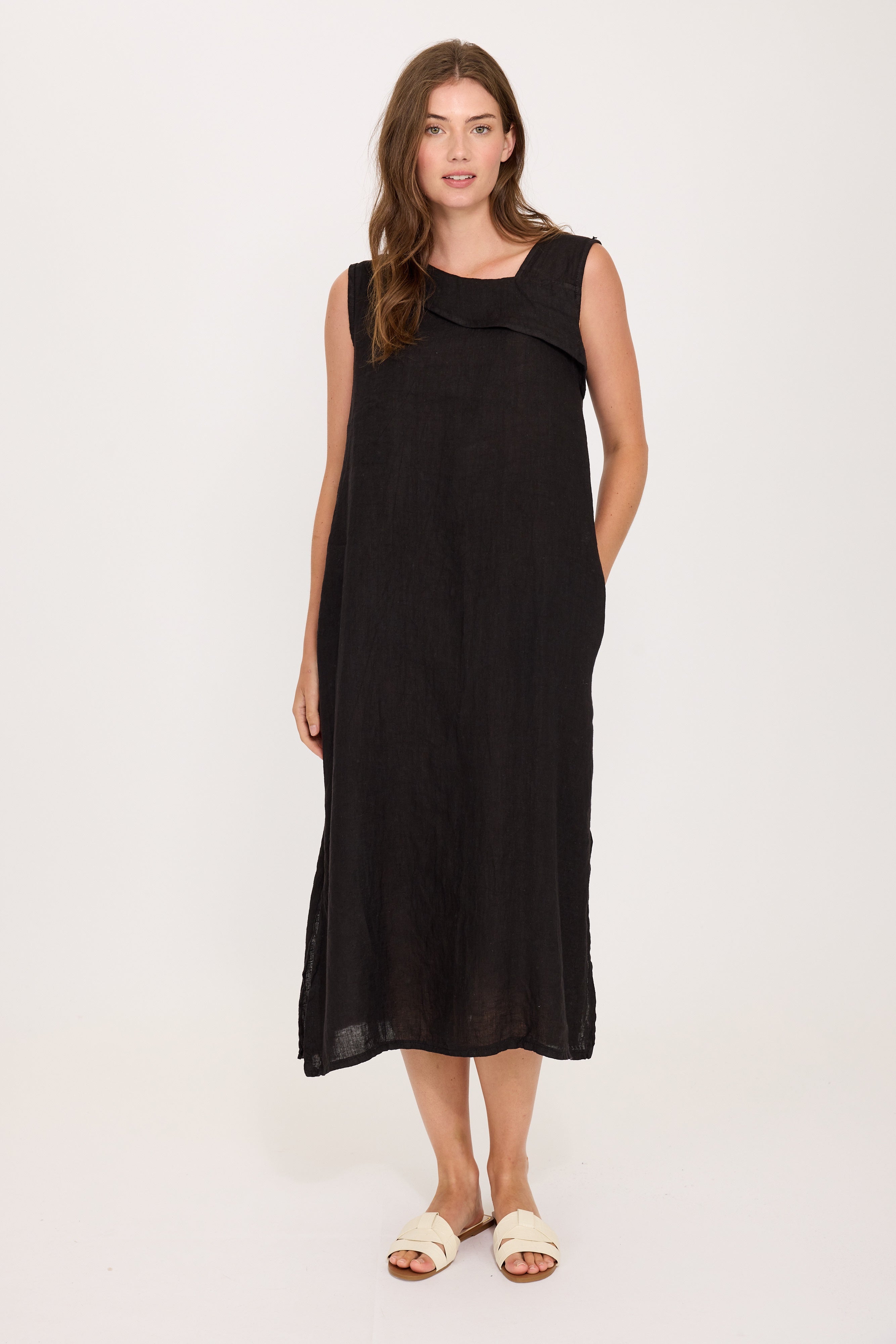 Asymmetrical Maxi Linen Dress