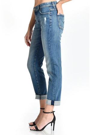 Axl Crop Girlfriend Jean - Mao Blue