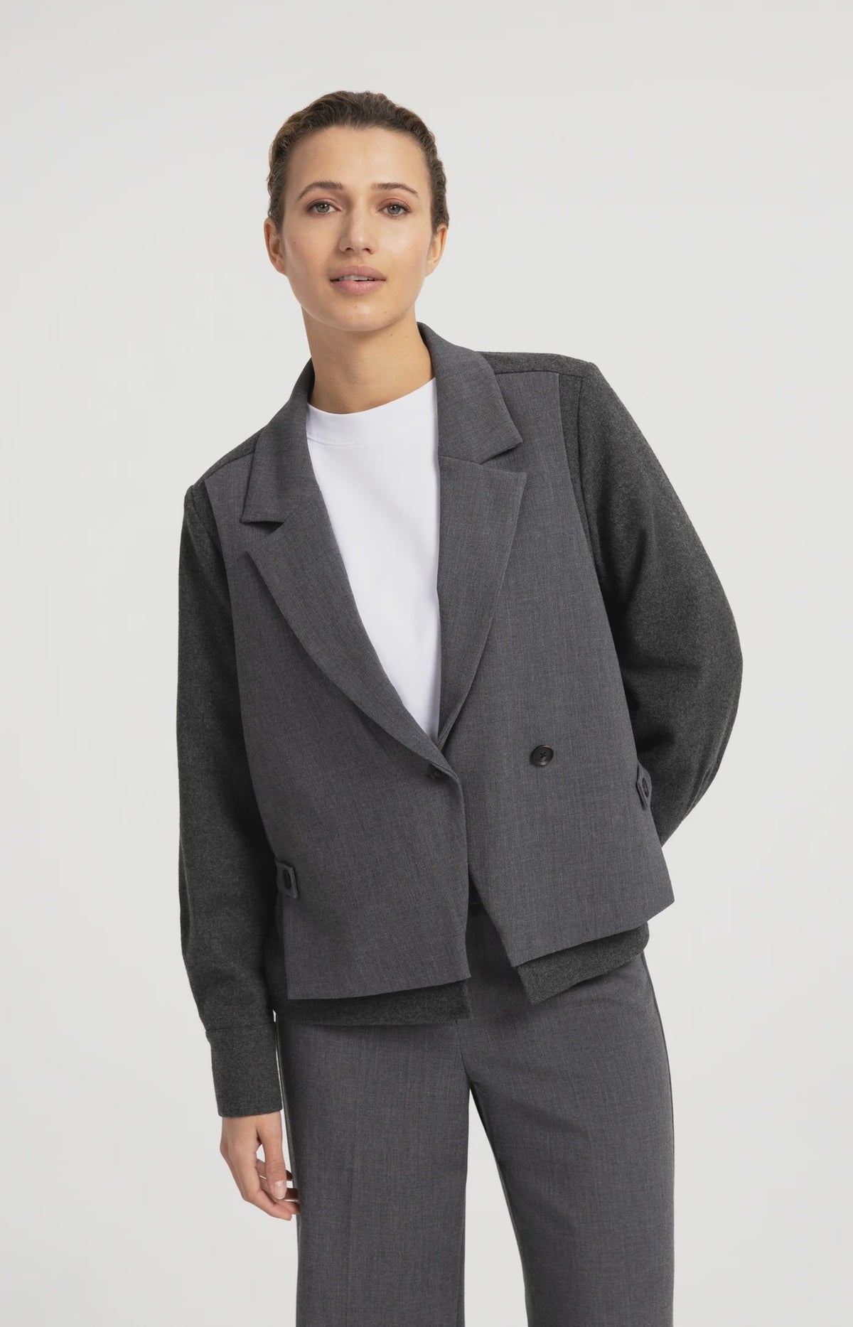 Loose Fit Blazer with Contrast Fabric