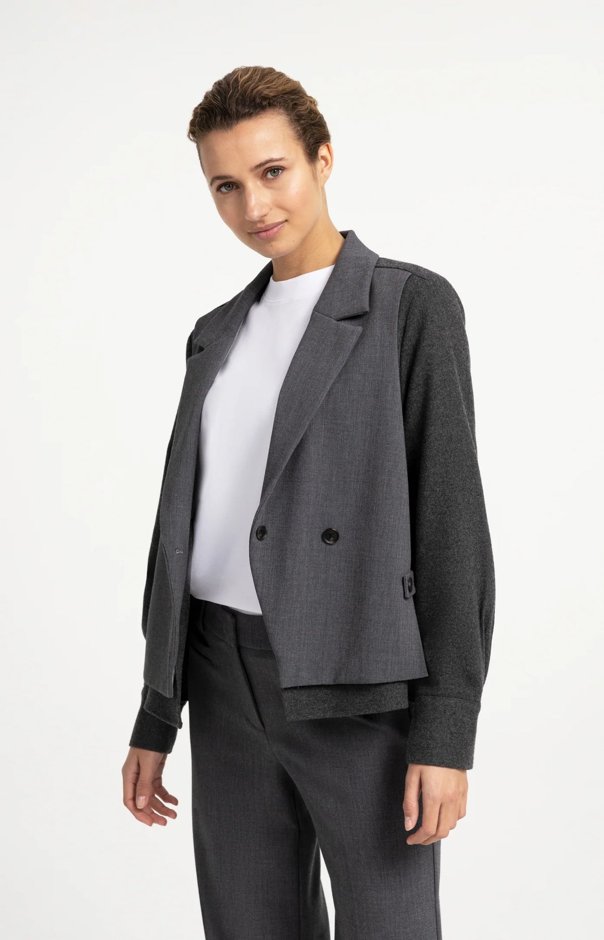 Loose Fit Blazer with Contrast Fabric