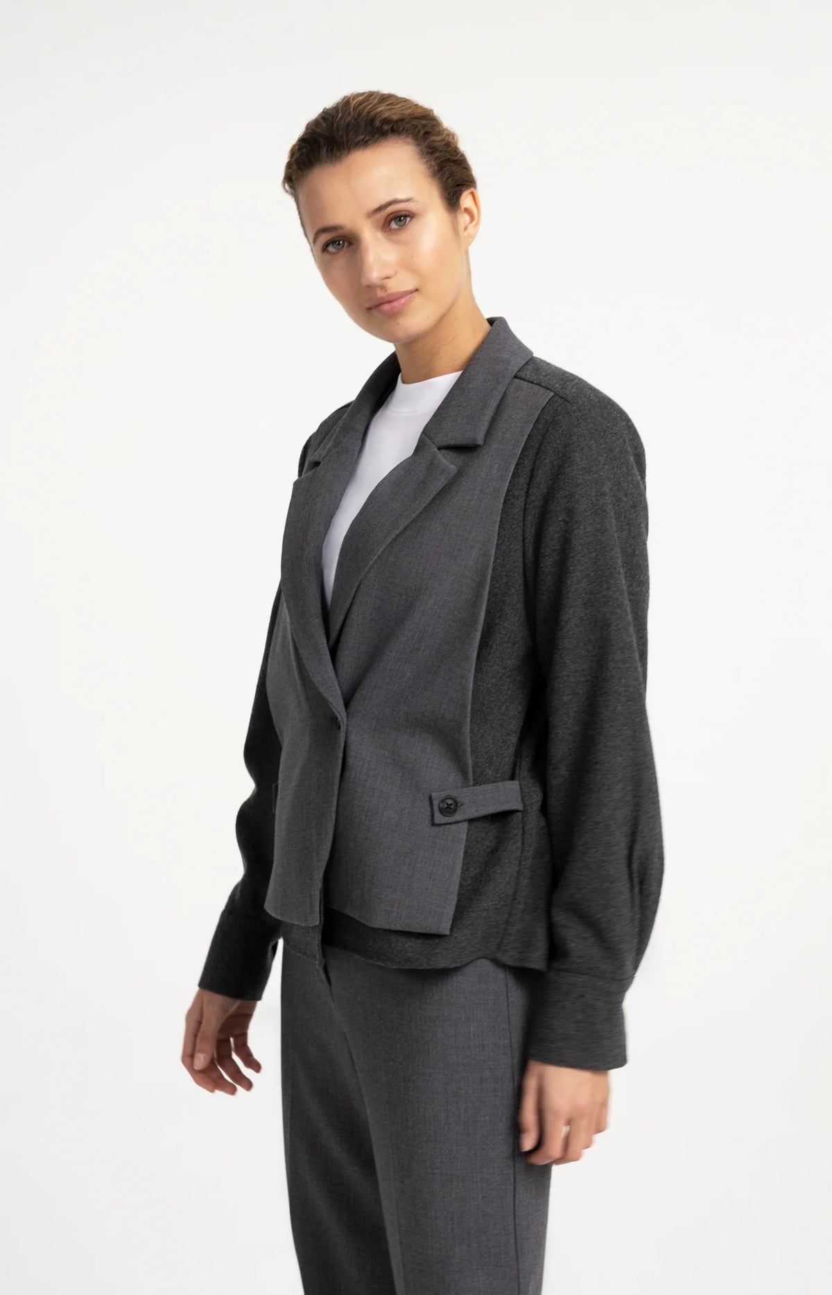 Loose Fit Blazer with Contrast Fabric