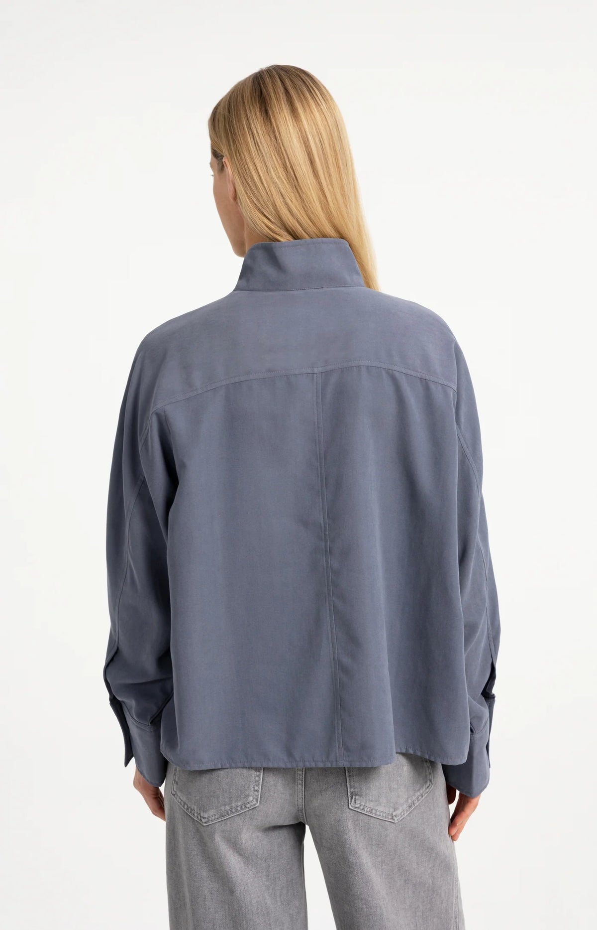 High Neck Blouse with Raglan Sleeve
