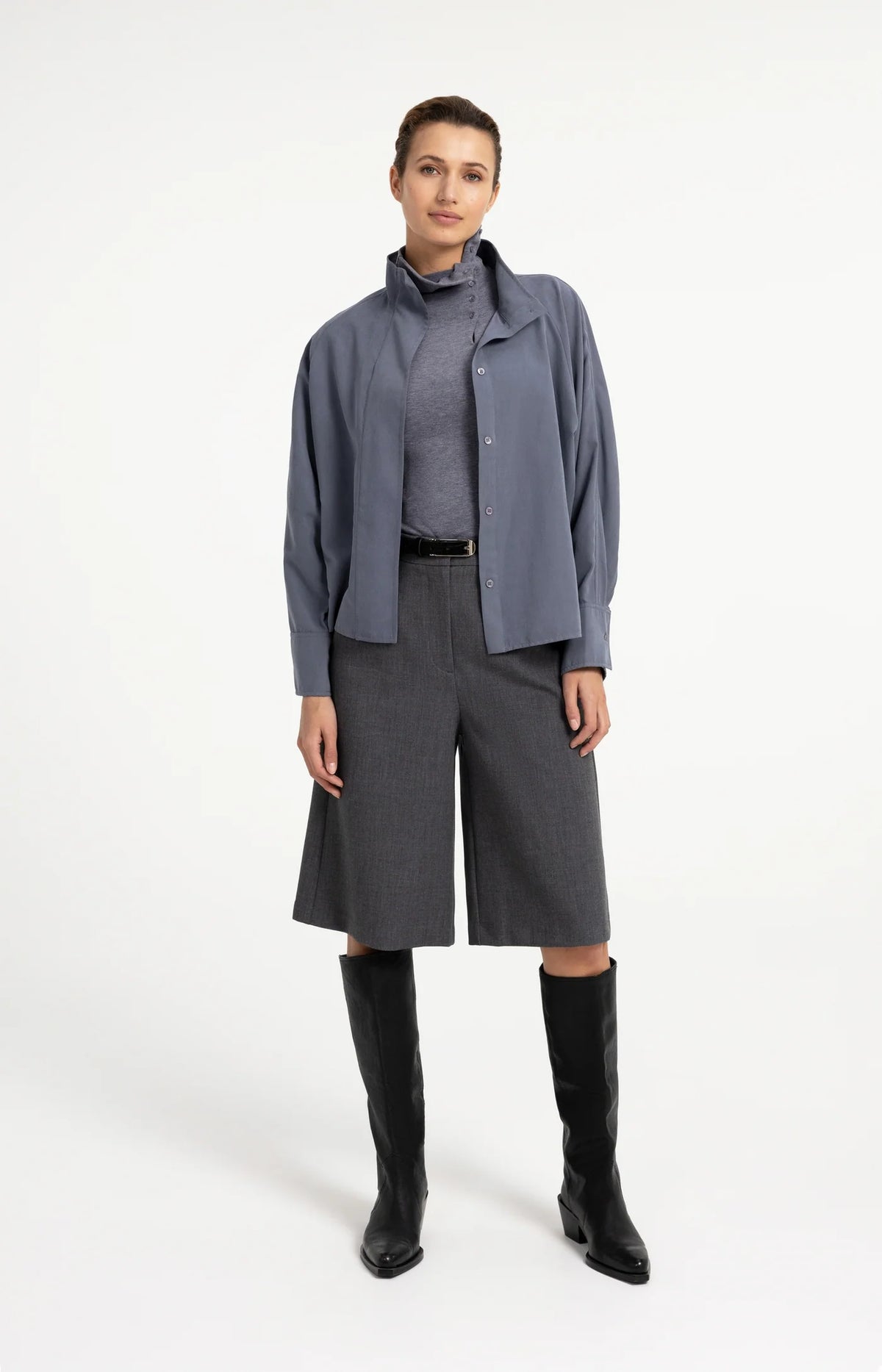 High Neck Blouse with Raglan Sleeve