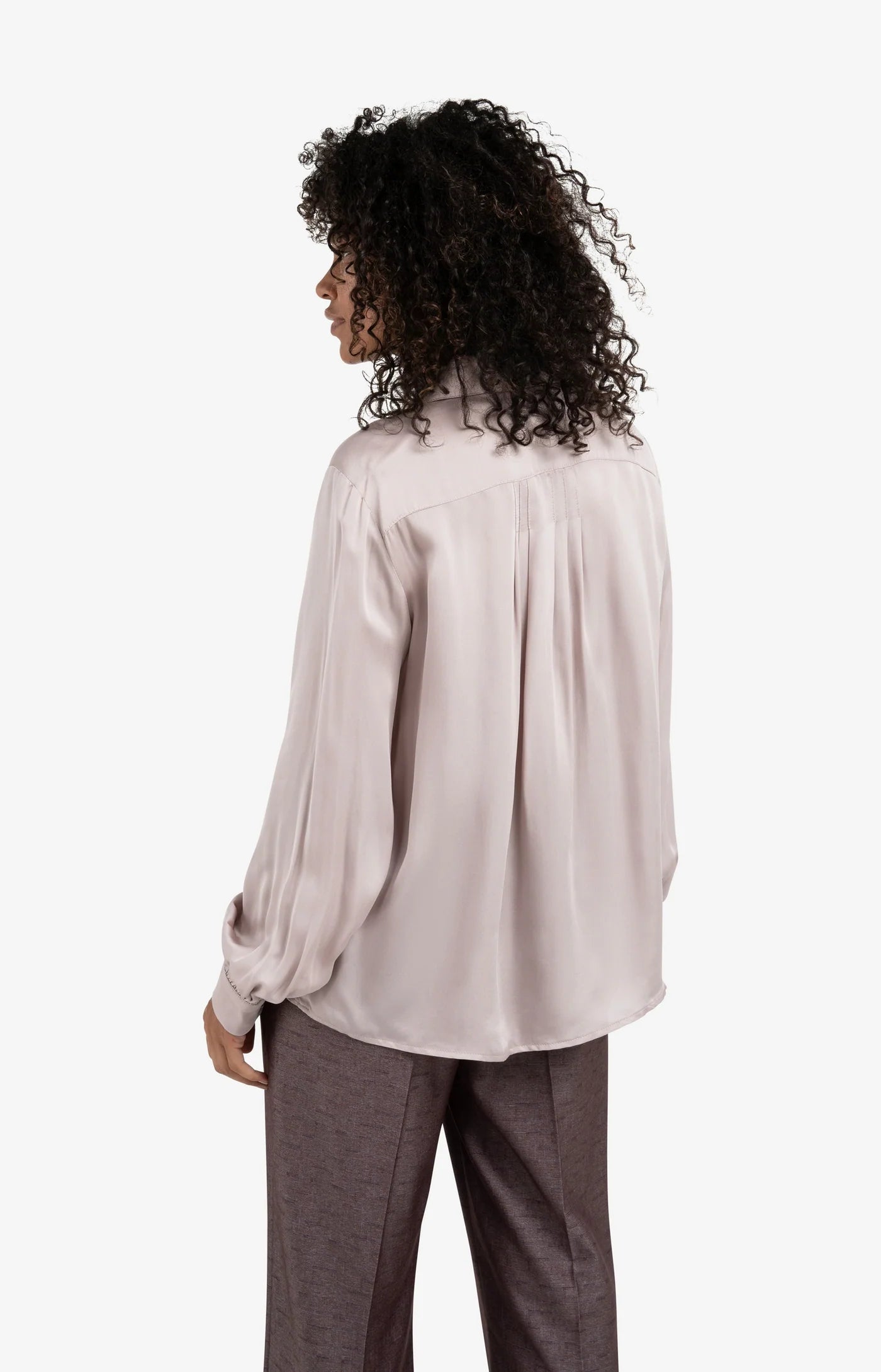 Satin Blouse with Pleated Details