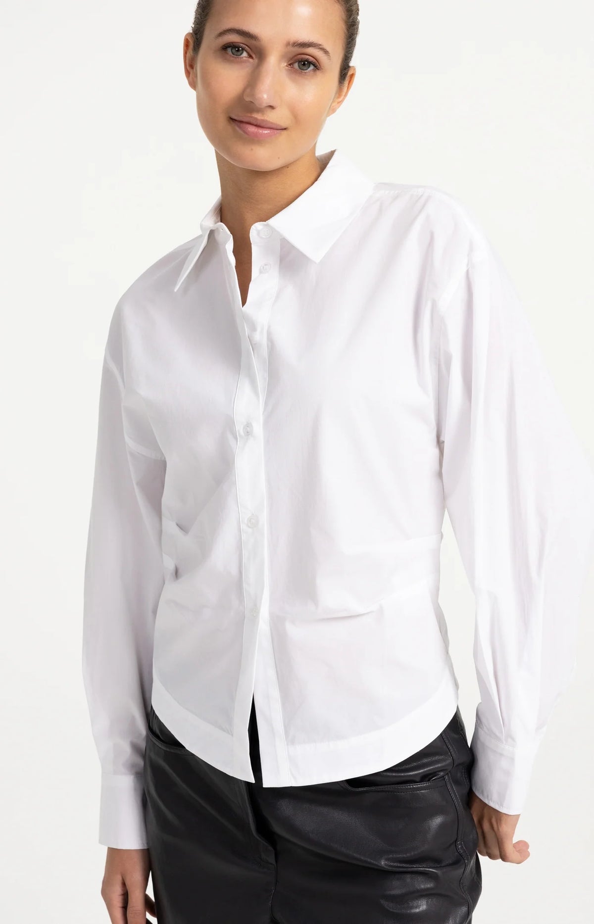 Blouse with Waist Accent Pleat Detail