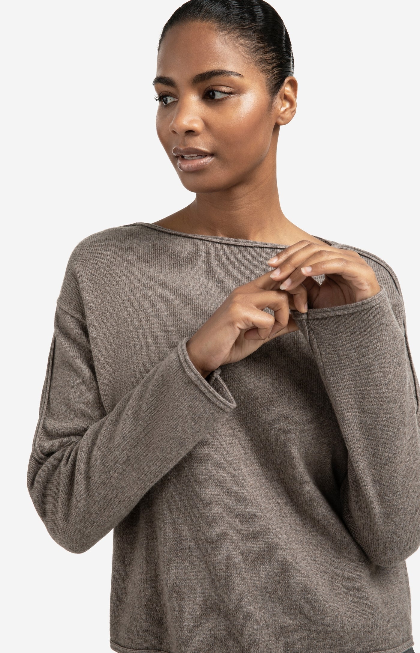 Boatneck Sweater with Seam Detail