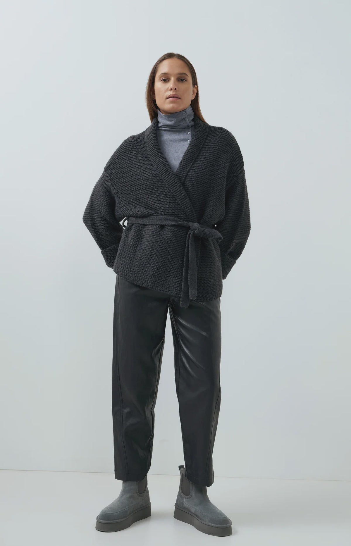 Faux Leather Carrot Trousers