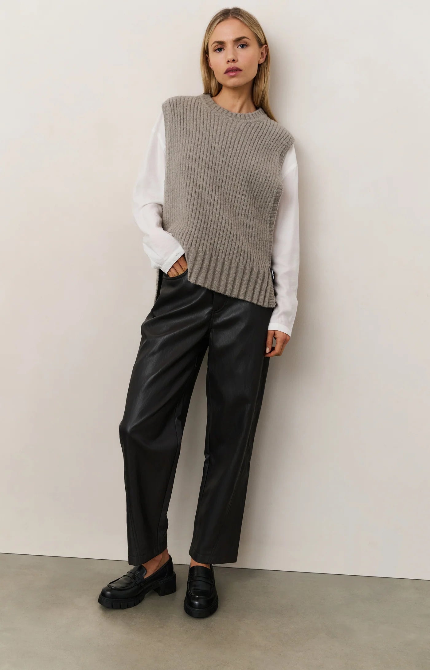 Faux Leather Barrel Trouser