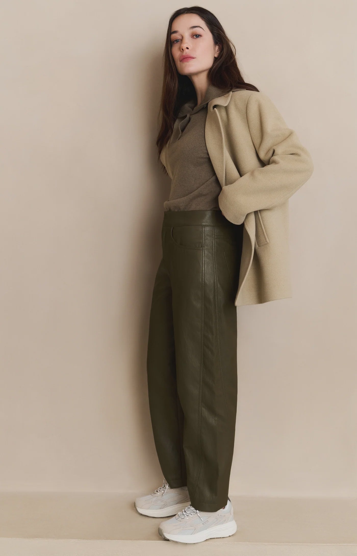Faux Leather Barrel Trouser