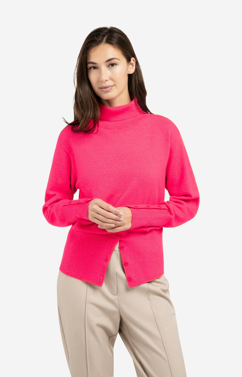 High Neck Sweater with Buttons