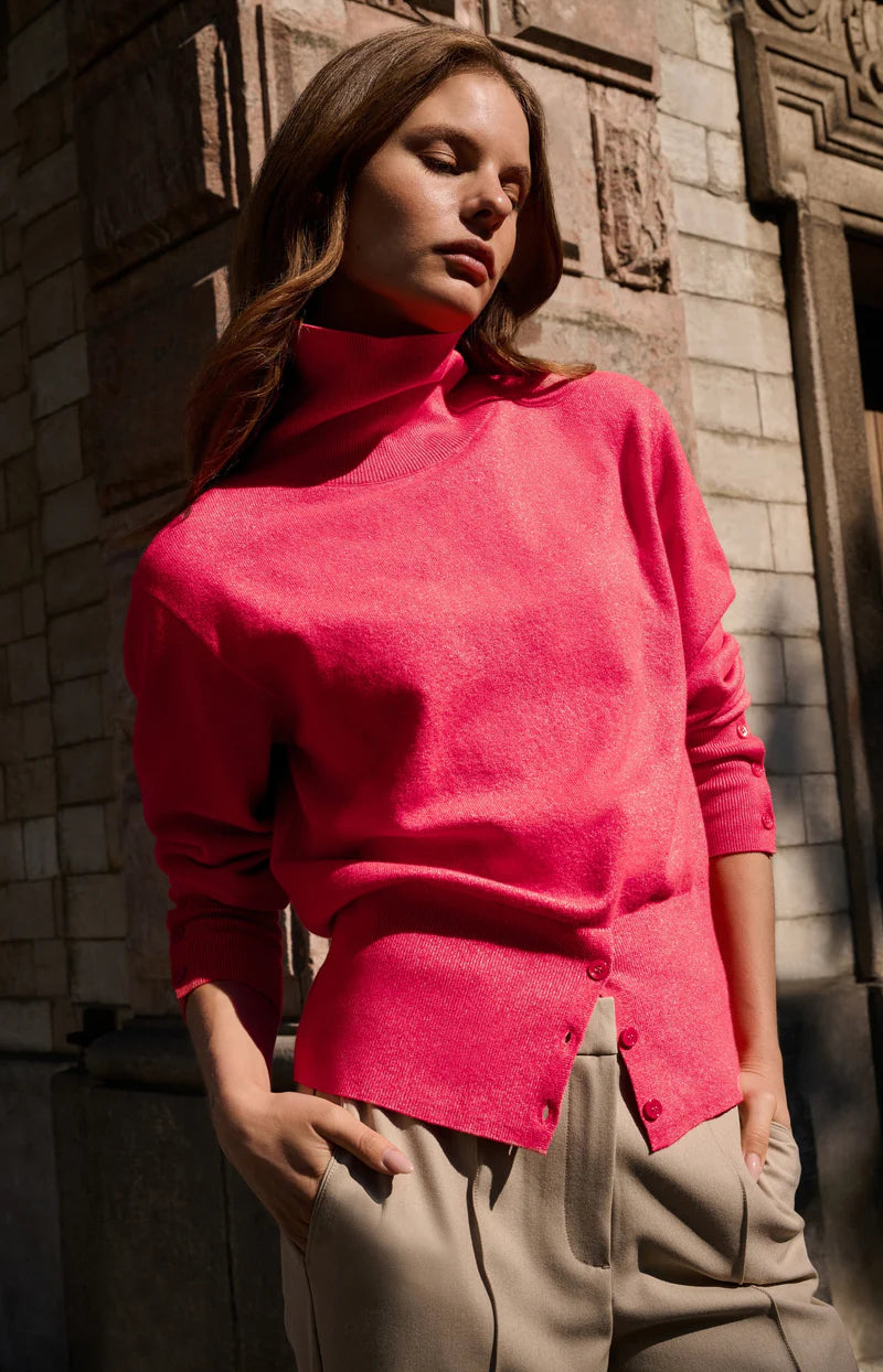 High Neck Sweater with Buttons