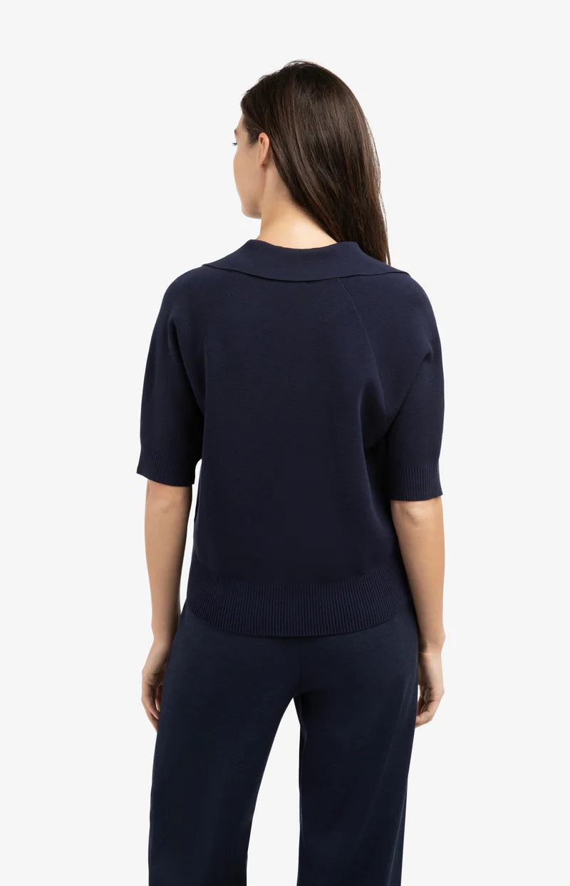 Short Sleeve Sweater with Collar
