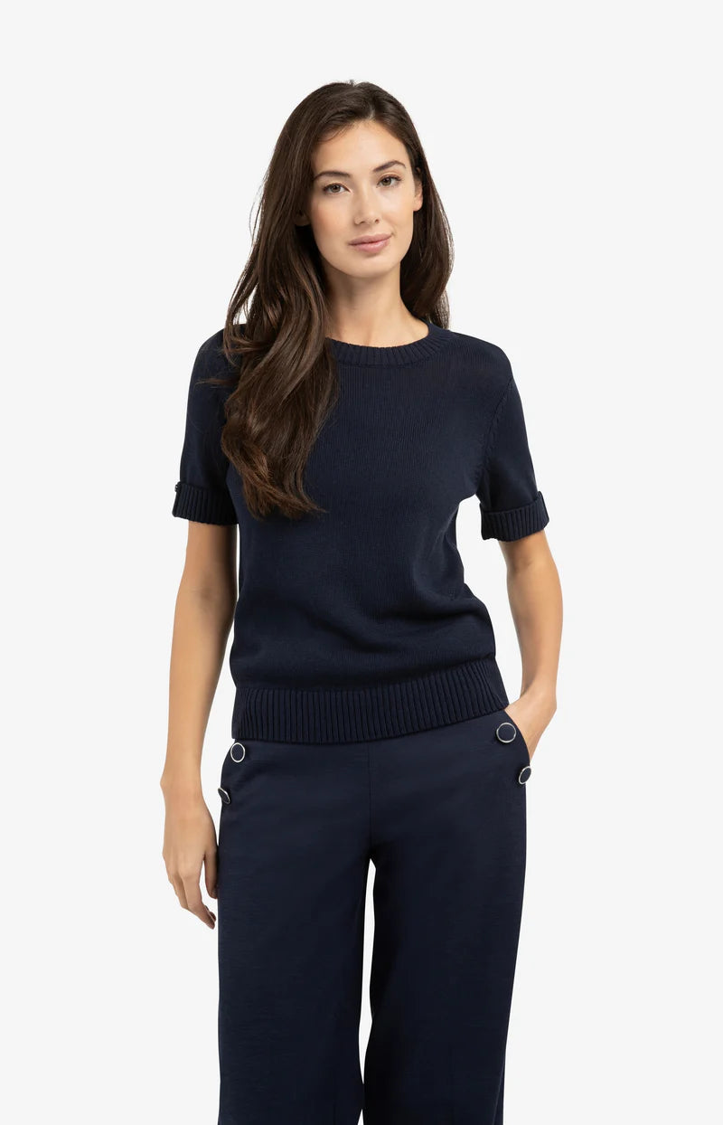 Knitted Sweater with Rolled-Up Cuff