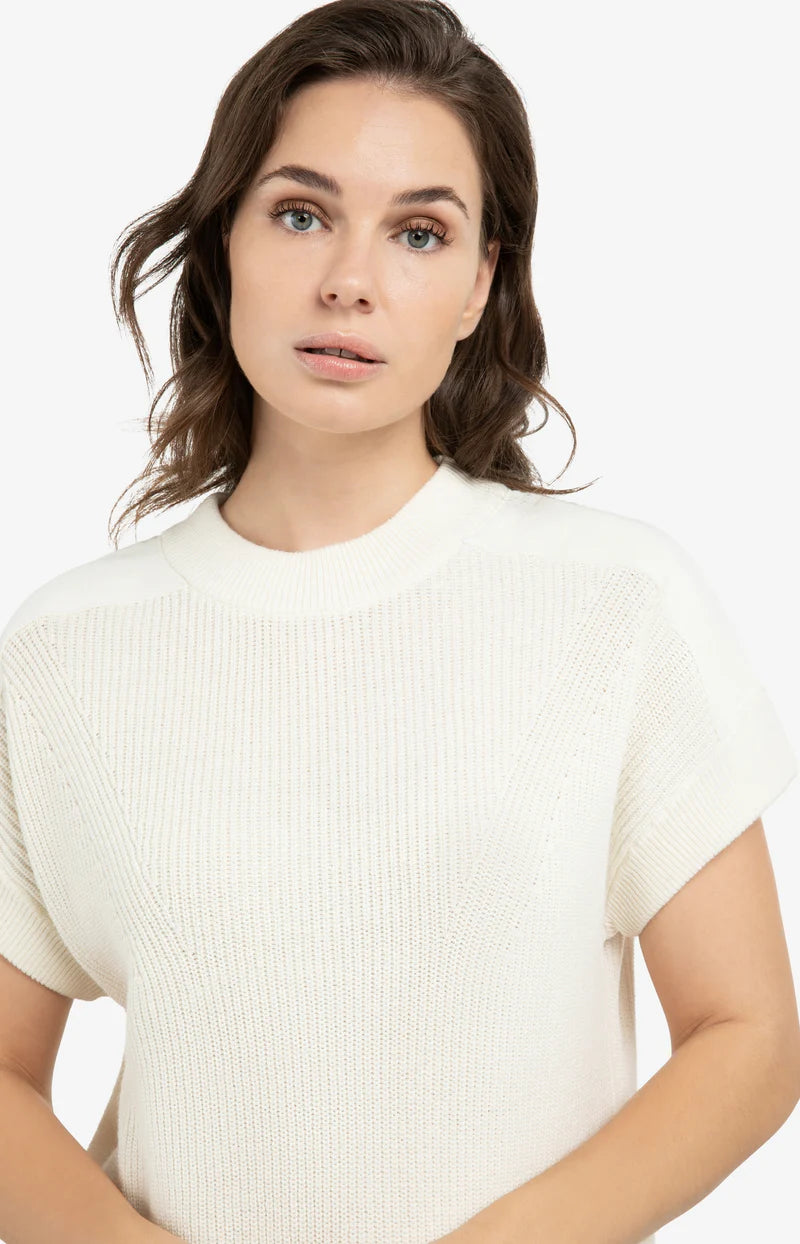 Sleeveless Sweater with Woven Shoulder