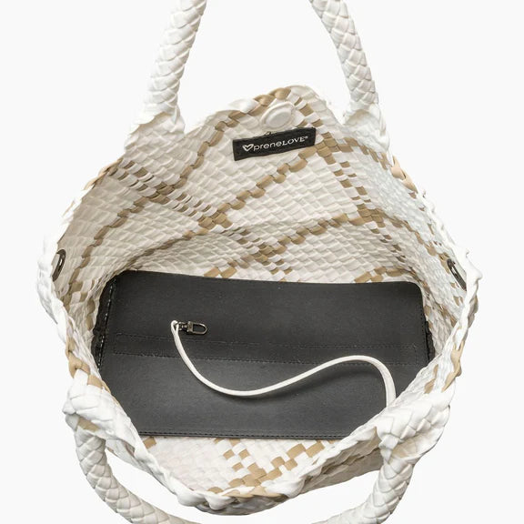 London Large Woven Tote - White & Tan