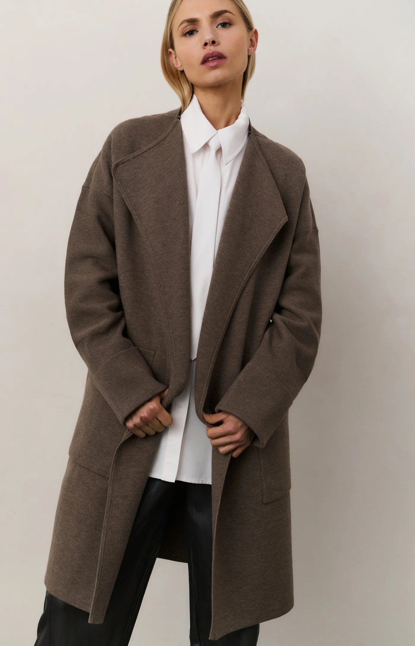 Long Coatigan with Patch Pockets