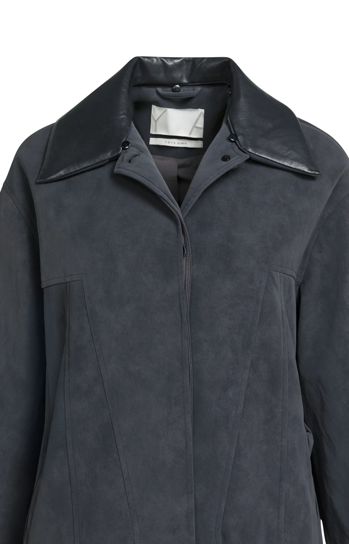 Long Faux Suede Coat with Detachable Collar