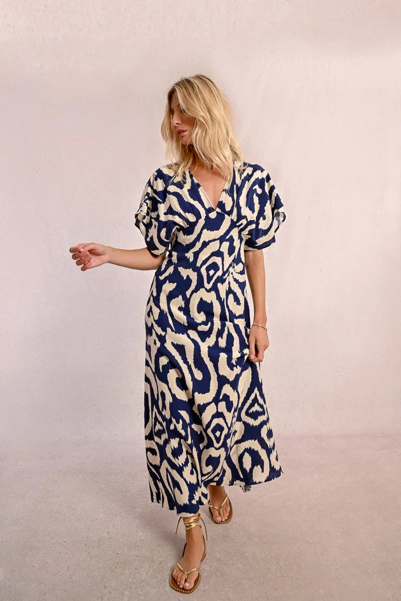 Long Swirl Printed Dress