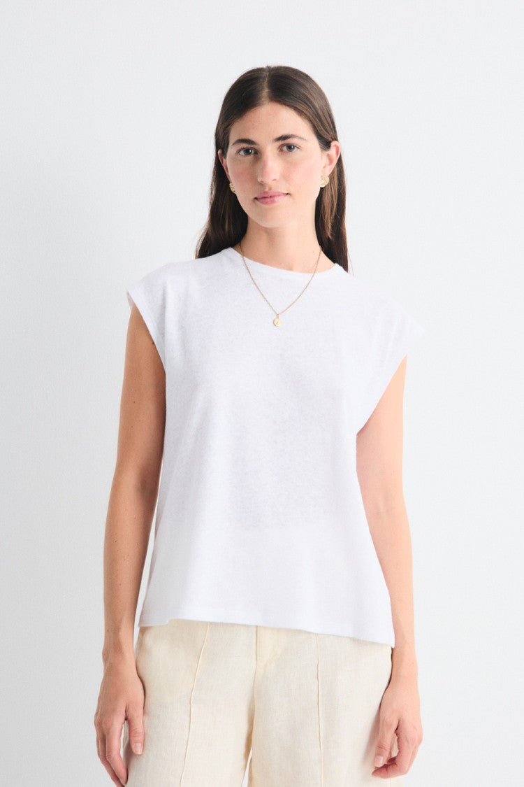 Luzara Cotton/Linen Cap Sleeve Tee
