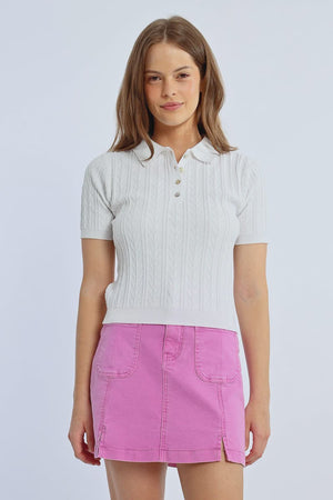 Cable Knit Polo