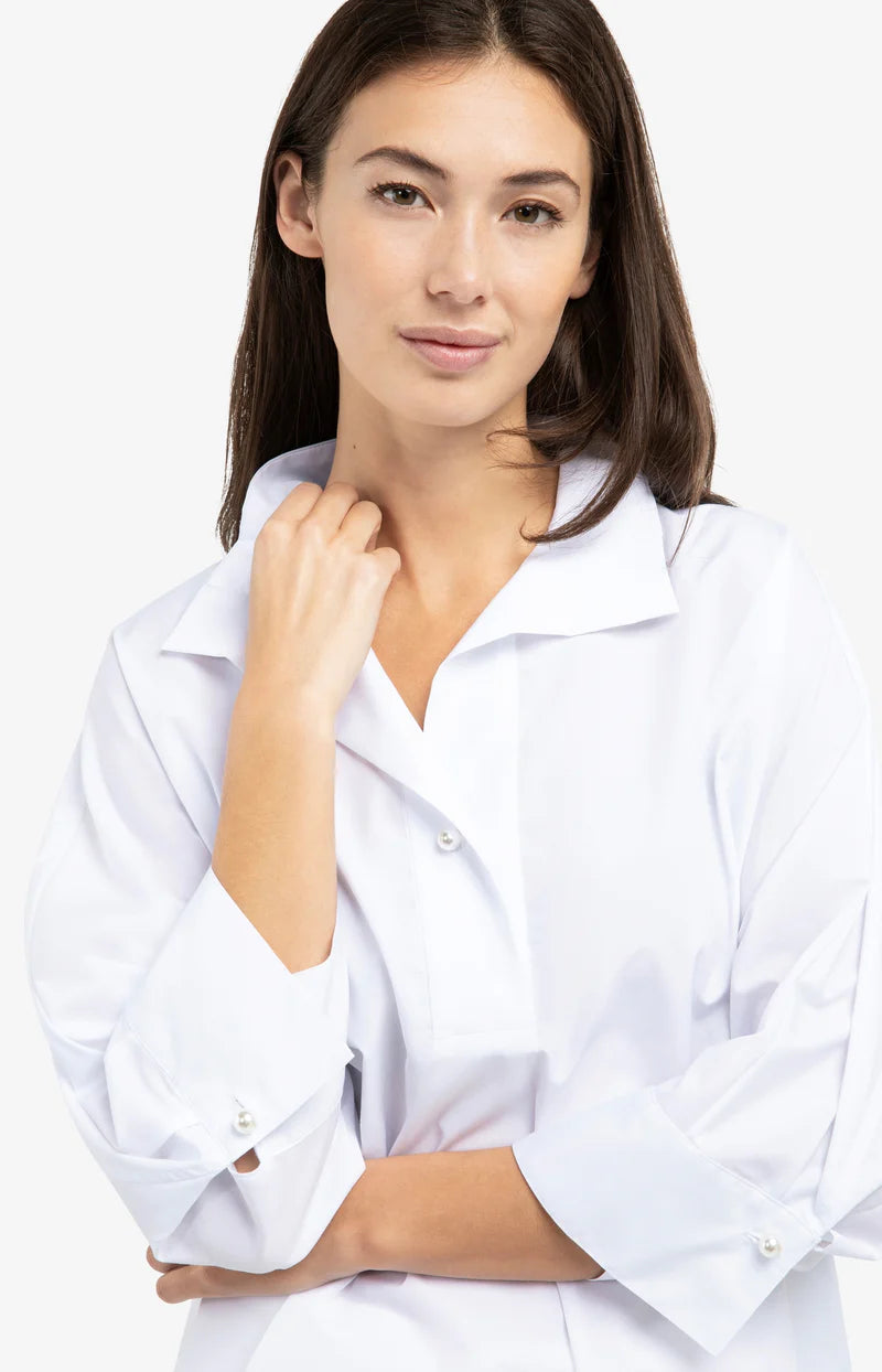 Poplin Shirt with Polo Collar