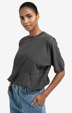 Short Sleeve Balloon Hem Top