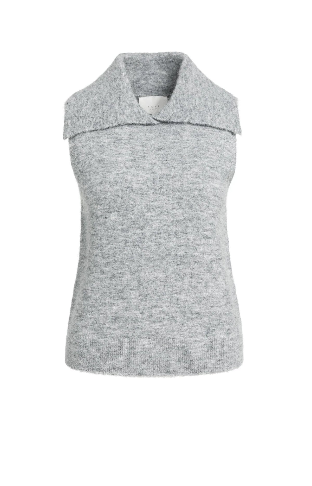 Sleeveless Knitted Top with Collar