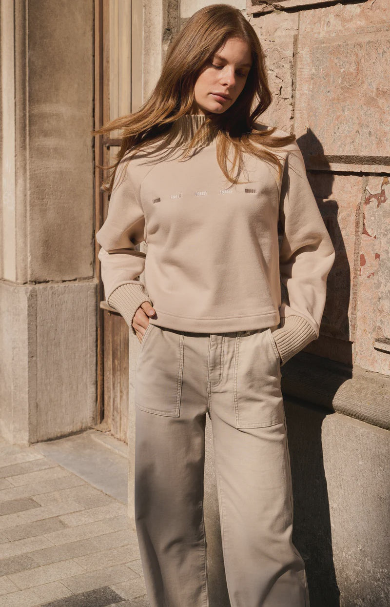 Knitted Collar Sweatshirt