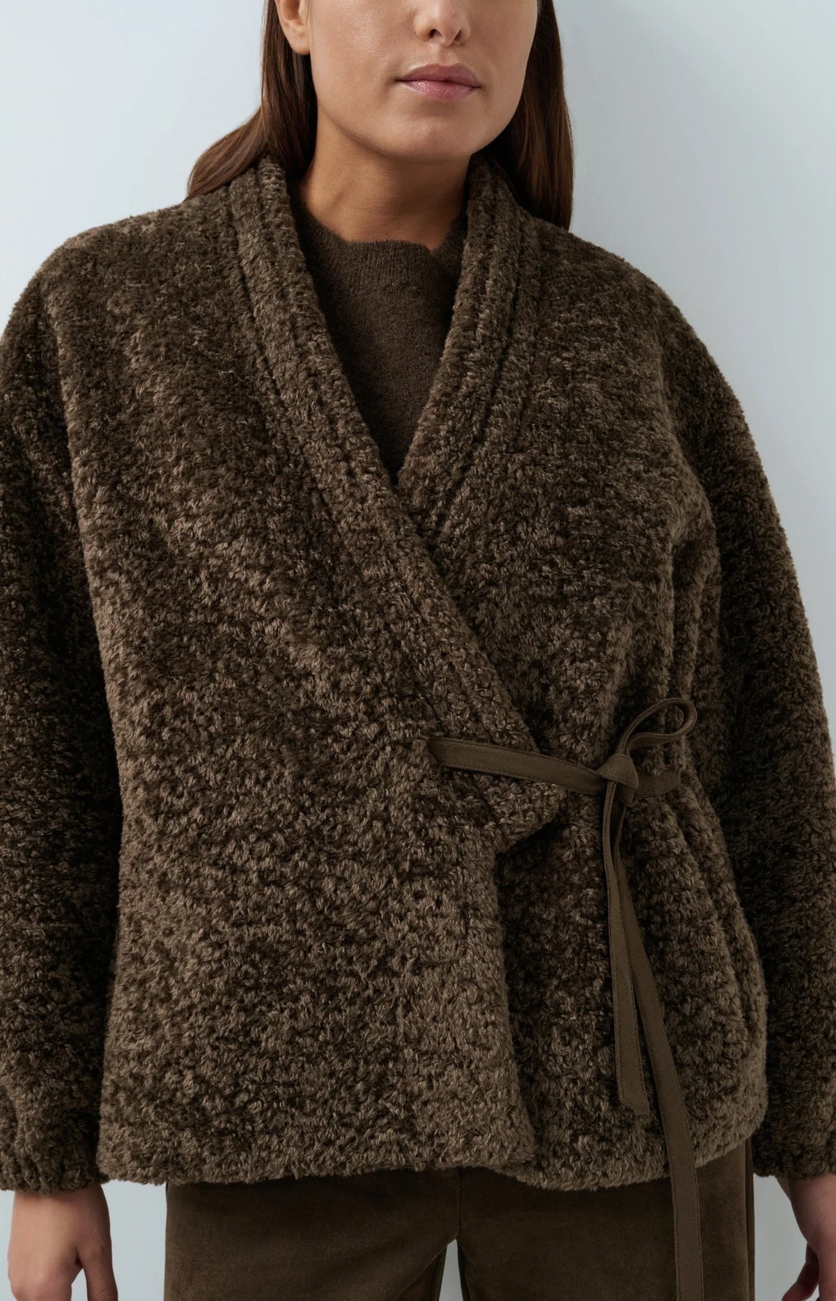 Faux Fur Kimono Wrap Jacket