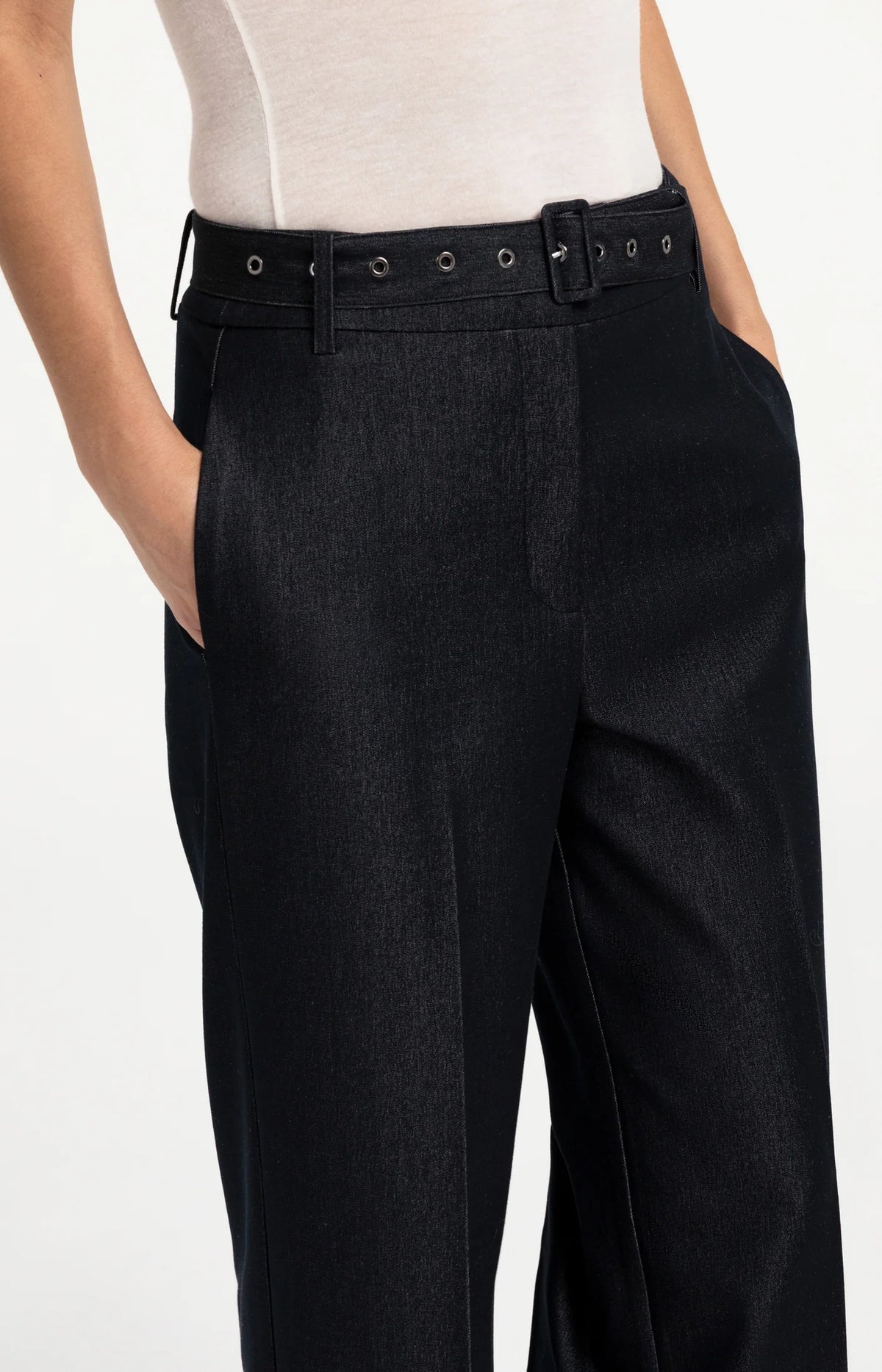 Woven Wide Leg Trousers w Belt