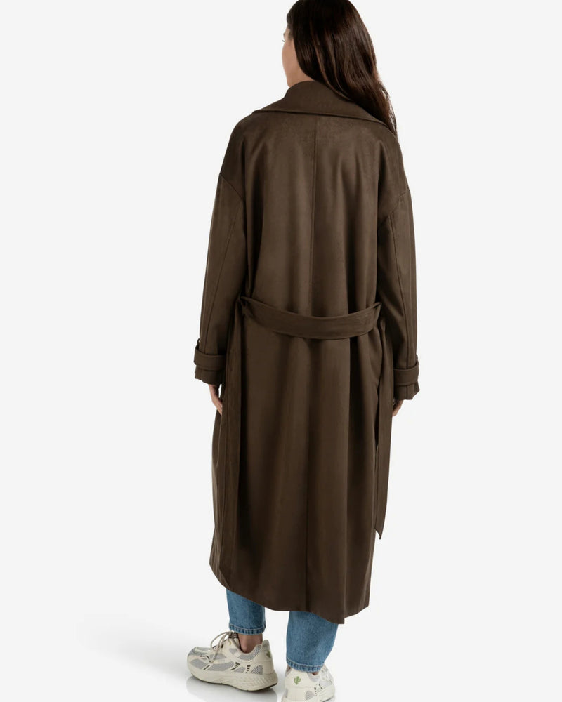 Oversized Long Line Suedine Coat